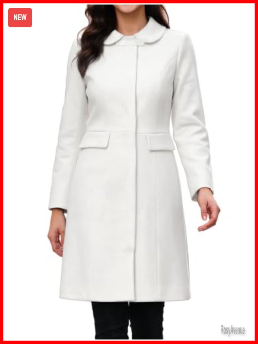 Peter Pan Collar Single Breasted Long Pea Coat Winter Overcoat